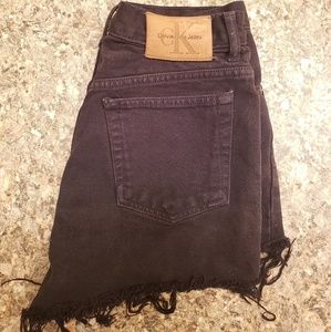 Calvin Klein denim shorts.
